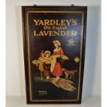 A wall mounted cabinet with Yardleys advertising o