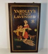 A wall mounted cabinet with Yardleys advertising o