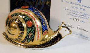 A Royal Crown Derby first quality boxed Snail pape