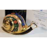 A Royal Crown Derby first quality boxed Snail pape