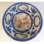 An 18th/19thC. Chinese porcelain footed bowl, restoration to rim 10in diameter