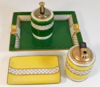 Two Limoges porcelain table lighters with ashtrays