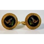 A pair 14ct gold of antique Italian mosaic 10.6g cufflinks