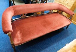 An Edwardian chaise longue sofa with inlaid decor
