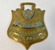 An antique 1912 Badge of Merit horse brass Sussex