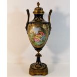 A French Sevres porcelain vase with gilt bronze fi