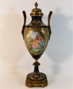 A French Sevres porcelain vase with gilt bronze fi