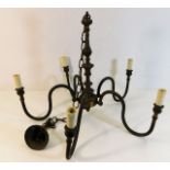 A brass hanging ceiling candelabra 17in wide