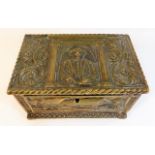 A brass Shakespeare casket with green velvet linin