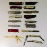 A quantity of mostly pen knives, seventeen items i