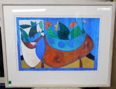 A 1998 Fiona Glaister, Miro style acrylic painting