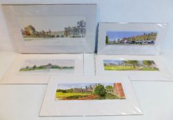 Five unframed mounted limited landscape prints, in