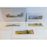 Five unframed mounted limited landscape prints, in