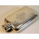 A gentleman's silver hip flask, inscribed to front