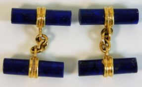 A pair of 18ct gold mounted gents Lapis Lazuli cuf