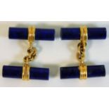 A pair of 18ct gold mounted gents Lapis Lazuli cuf