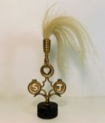 An antique mounted brass horse brass turrey 8.5in