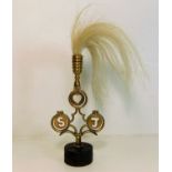 An antique mounted brass horse brass turrey 8.5in