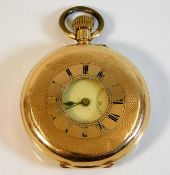 A 14ct gold half hunter pocket watch 66g inclusive