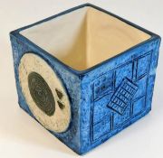 A Troika pottery cube 3.5in high signed by Louise