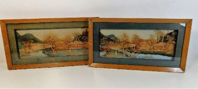 A pair of Chinese dioramas 17.25in x 9.5in