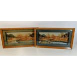 A pair of Chinese dioramas 17.25in x 9.5in
