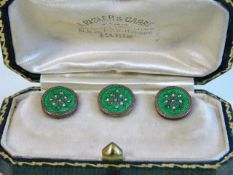 A cased set of French white metal enamelled, white