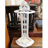 An antique painted cast iron stick stand a/f