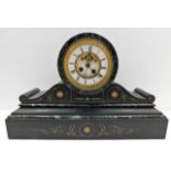 A Victorian marble & slate drumhead clock 19.75in