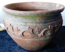 A large terracotta garden pot 18.75in wide x 13.25