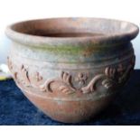 A large terracotta garden pot 18.75in wide x 13.25