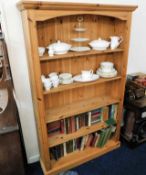 A modern solid pine bookcase 76in high x 44.25in w