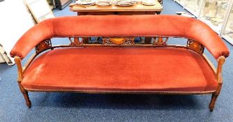 An Edwardian chaise longue sofa with inlaid decor