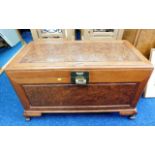 A good early 20thC. camphor wood chest with burr d