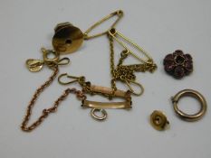 A small quantity of scrap gold & yellow metal item