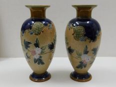 A pair of Royal Doulton stoneware vases 12in high