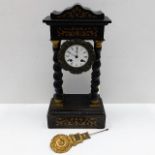 A 19thC. French portico clock a/f 17.75in tall