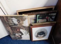 A quantity of prints & pictures, a number of equin