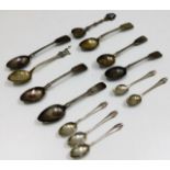 Thirteen silver & white metal spoons approx. 170g