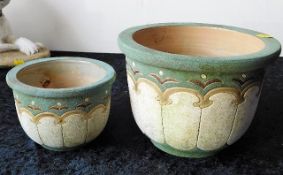 Two matching garden pots 7in & 5in high respective