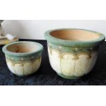 Two matching garden pots 7in & 5in high respective