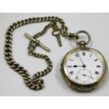 A gents silver pocket watch with heavy gauge silve