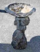 A garden stoneware bird bath a/f 23.5in tall