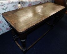 A robust antique oak hall console table 54in long