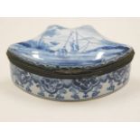 A 19thC. continental faience lidded box 4.25in wid