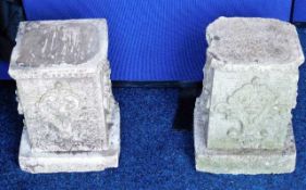 A pair of stoneware garden plinths 12in high a/f