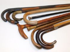 Two silver topped canes & a quantity of other cane