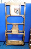 A 1920's oak hall stand with key box & oak trays 7