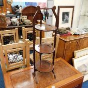 A three tier mahogany cake stand