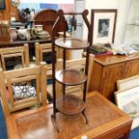 A three tier mahogany cake stand